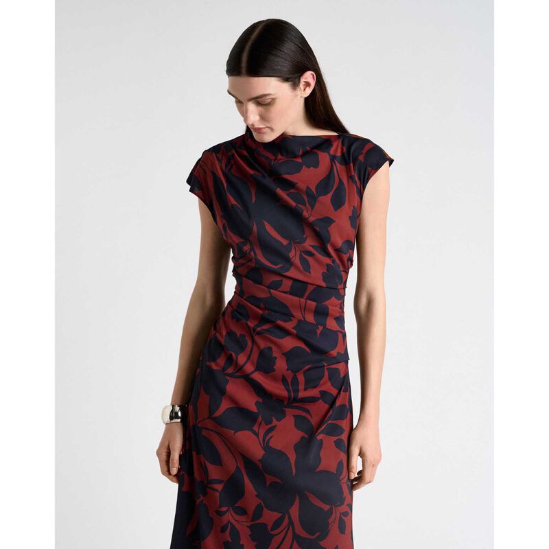 Cue Ink Stencil Floral Draped Midi Dress image number 3